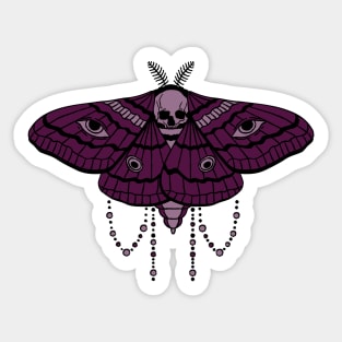 Goth Moth Black & Purple Symmetric Skull Insecta Sticker